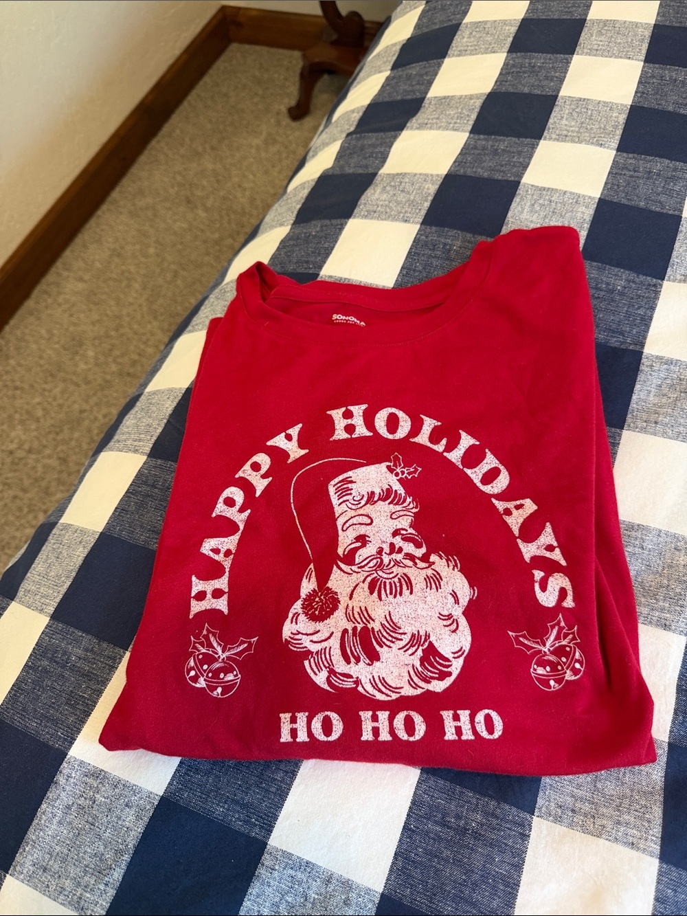 Red "Happy Holidays" Santa Graphic Tee - Holiday Home